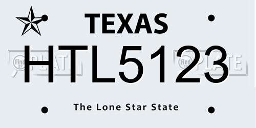 HTL5123 Texas License Plate