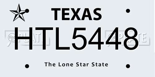 HTL5448 Texas License Plate