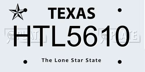 HTL5610 Texas License Plate