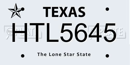 HTL5645 Texas License Plate