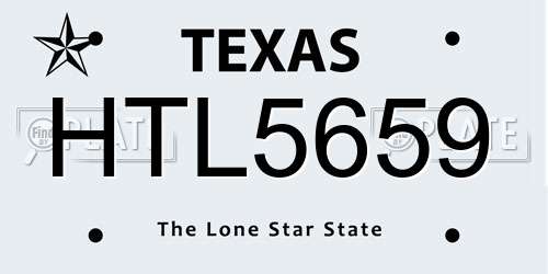 HTL5659 Texas License Plate