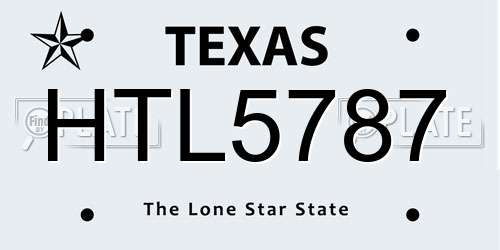 HTL5787 Texas License Plate