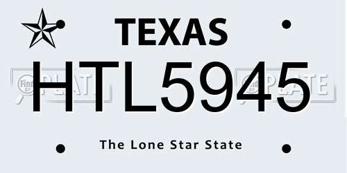 HTL5945 Texas License Plate