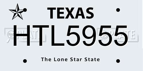 HTL5955 Texas License Plate