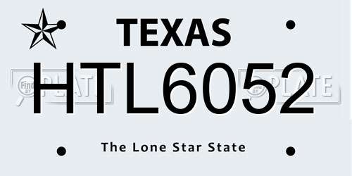 HTL6052 Texas License Plate