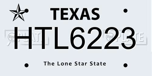 HTL6223 Texas License Plate