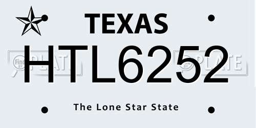 HTL6252 Texas License Plate
