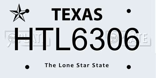 HTL6306 Texas License Plate