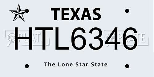 HTL6346 Texas License Plate