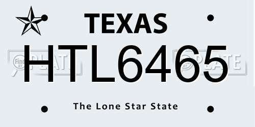HTL6465 Texas License Plate