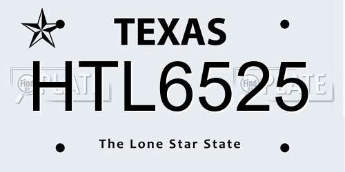 HTL6525 Texas License Plate