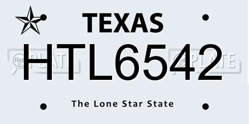 HTL6542 Texas License Plate
