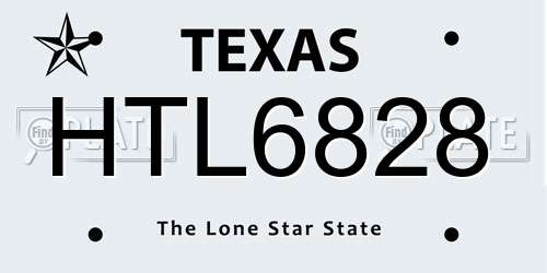 HTL6828 Texas License Plate