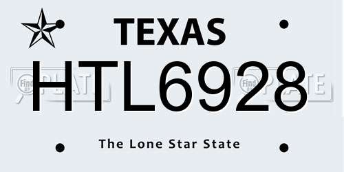 HTL6928 Texas License Plate