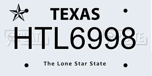 HTL6998 Texas License Plate