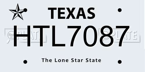 HTL7087 Texas License Plate