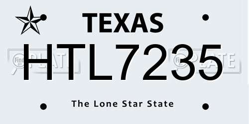 HTL7235 Texas License Plate