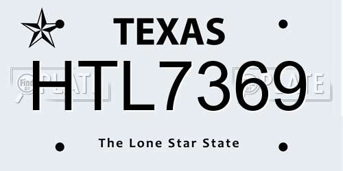 HTL7369 Texas License Plate
