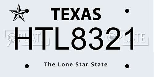 HTL8321 Texas License Plate