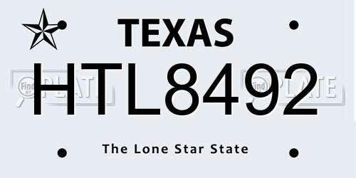 HTL8492 Texas License Plate