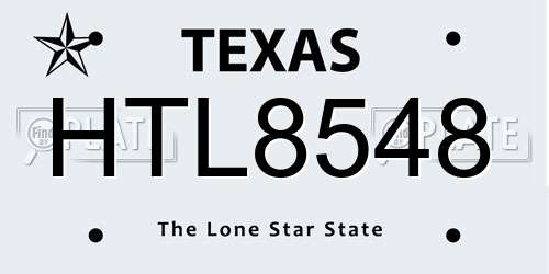 HTL8548 Texas License Plate