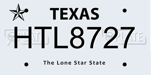 HTL8727 Texas License Plate