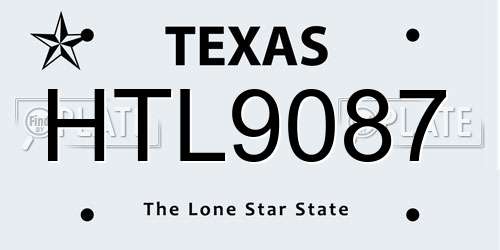 HTL9087 Texas License Plate
