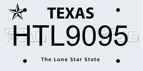 HTL9095 Texas License Plate