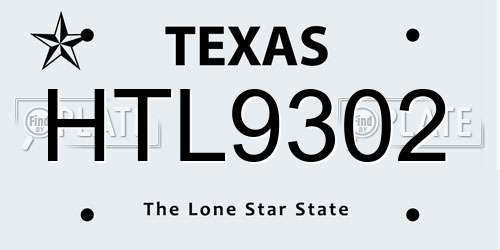 HTL9302 Texas License Plate