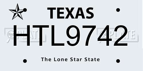 HTL9742 Texas License Plate