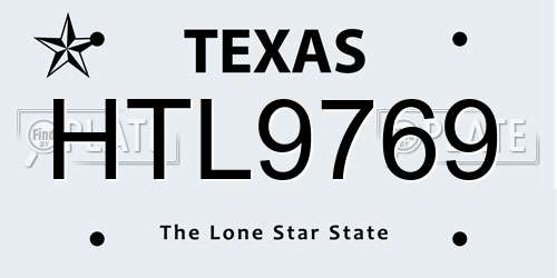 HTL9769 Texas License Plate