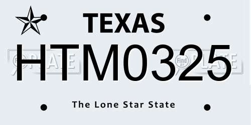 HTM0325 Texas License Plate