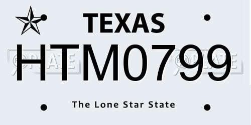 HTM0799 Texas License Plate