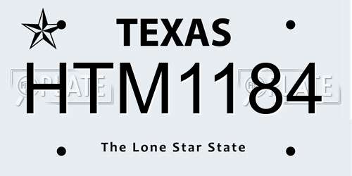 HTM1184 Texas License Plate
