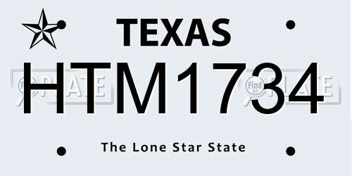 HTM1734 Texas License Plate