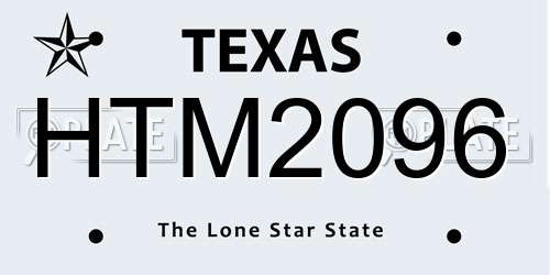 HTM2096 Texas License Plate