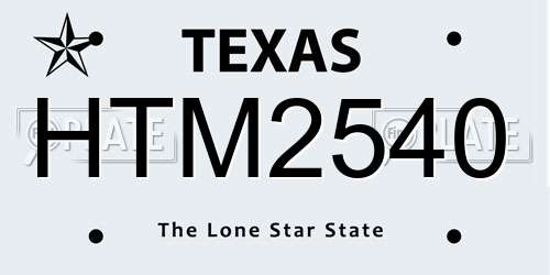 HTM2540 Texas License Plate