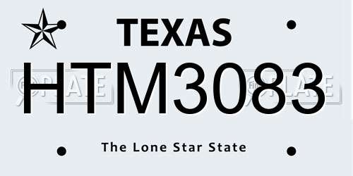 HTM3083 Texas License Plate