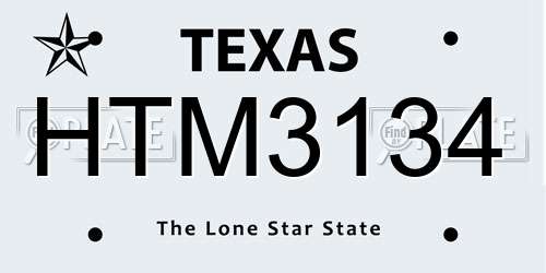 HTM3134 Texas License Plate