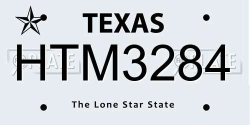HTM3284 Texas License Plate