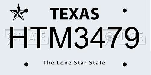 HTM3479 Texas License Plate