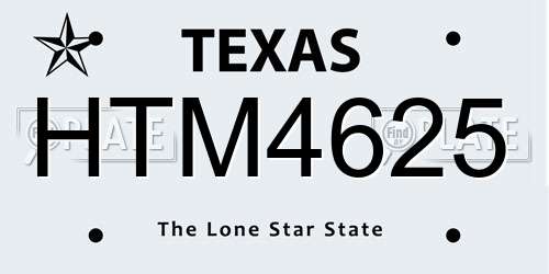 HTM4625 Texas License Plate