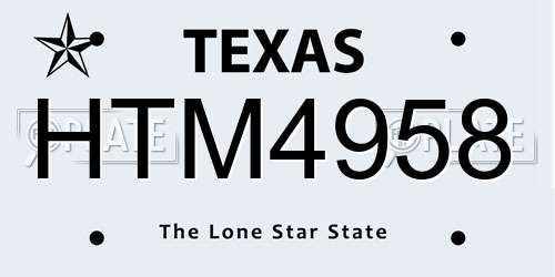 HTM4958 Texas License Plate
