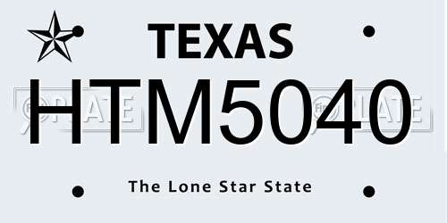 HTM5040 Texas License Plate