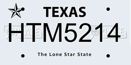 HTM5214 Texas License Plate
