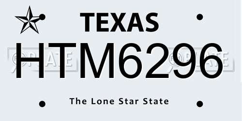 HTM6296 Texas License Plate
