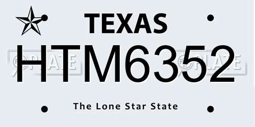 HTM6352 Texas License Plate