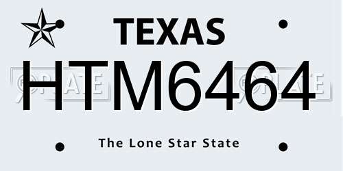 HTM6464 Texas License Plate