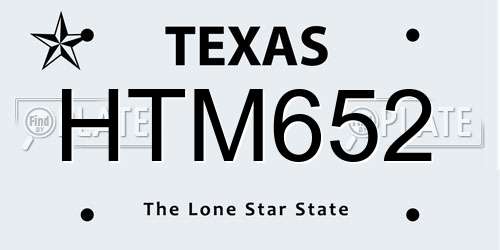 HTM652 Texas License Plate