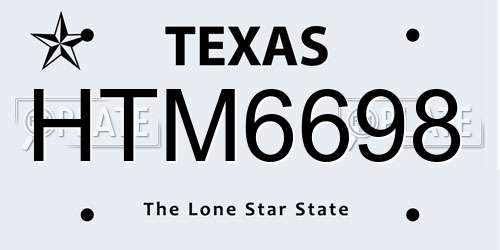 HTM6698 Texas License Plate
